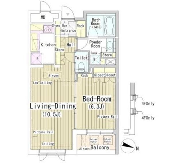 青山一丁目駅 徒歩6分 4階の物件間取画像