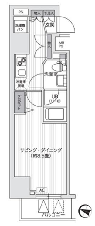 五反田駅 徒歩6分 7階の物件間取画像