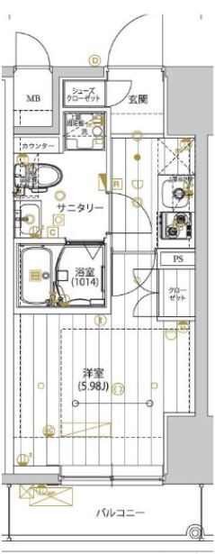 新馬場駅 徒歩5分 4階の物件間取画像