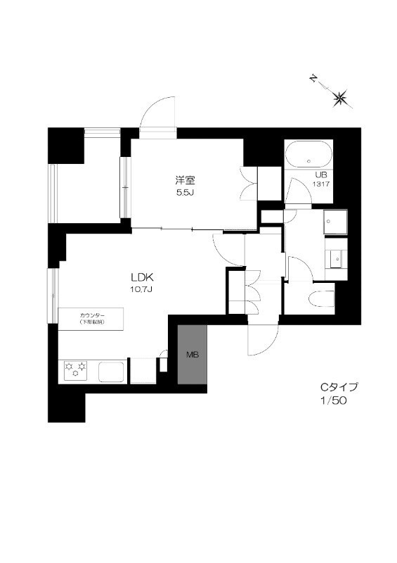 勝どき駅 徒歩9分 7階の物件間取画像