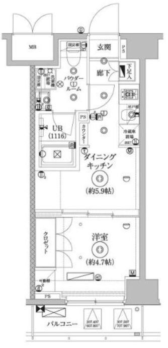 東向島駅 徒歩9分 7階の物件間取画像