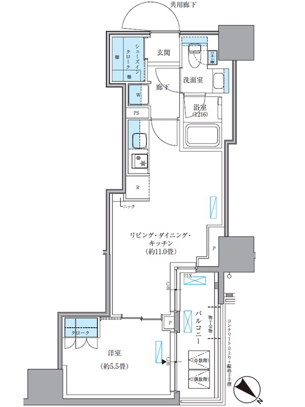 馬喰横山駅 徒歩2分 5階の物件間取画像