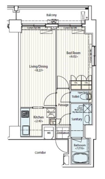 新富町駅 徒歩3分 9階の物件間取画像