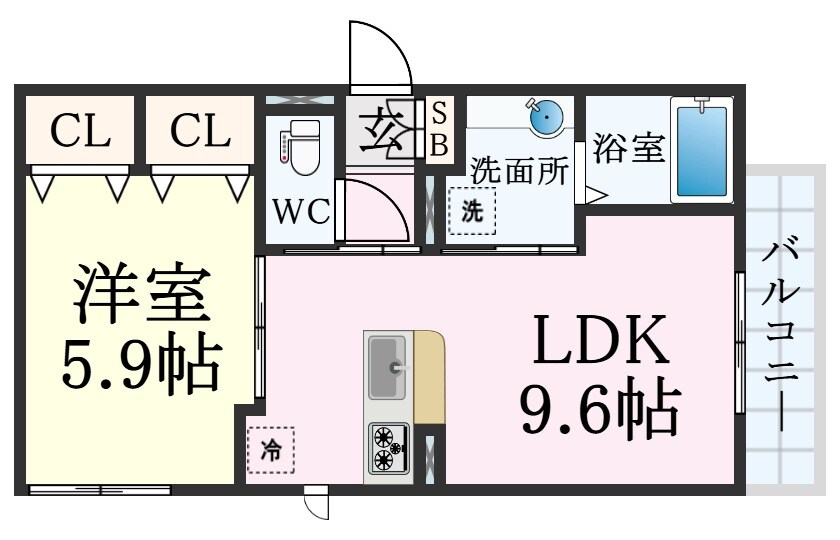 セジュール下山手通の物件間取画像