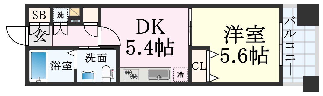 サムティ三宮レガニールの物件間取画像