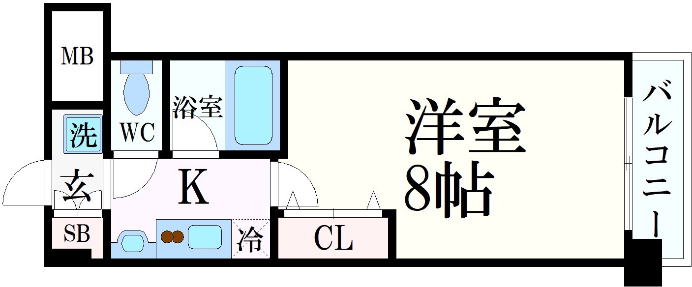 六甲道駅 徒歩5分 8階の物件間取画像