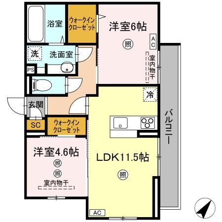 ボヌール庚午中の物件間取画像