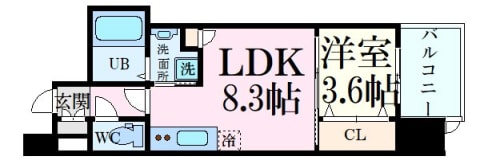 S-RESIDENCE新白島駅前の物件間取画像