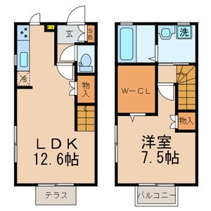 ラカーサ堀越Ｂ棟の物件間取画像