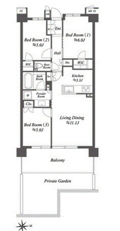 片倉町駅 徒歩5分 1階の物件間取画像