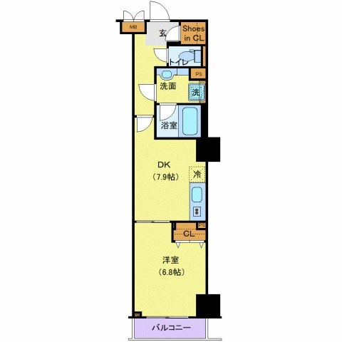 千葉中央駅 徒歩6分 8階の物件間取画像