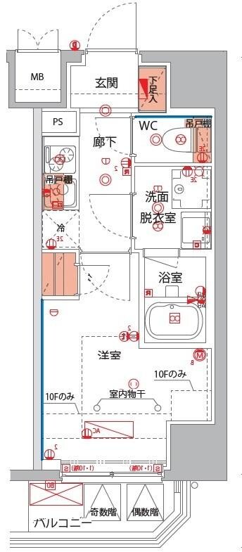 ハーモニーレジデンス横浜大通り公園EIRAKUの物件間取画像