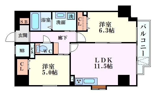 白島駅 徒歩2分 12階の物件間取画像