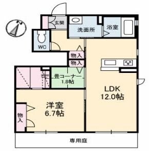 古江駅 徒歩8分 1階の物件間取画像