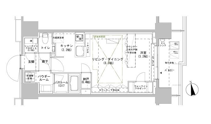 牛込柳町駅 徒歩4分 11階の物件間取画像