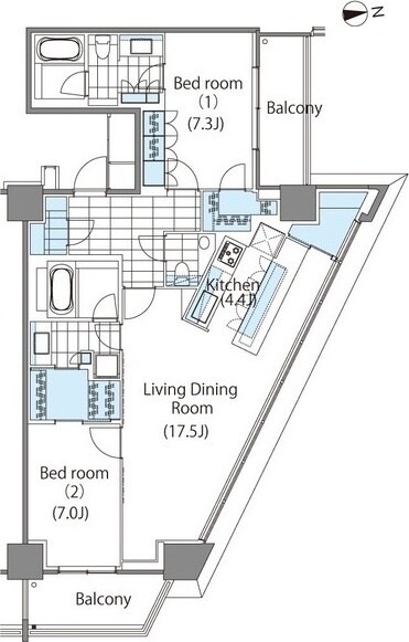 コンフォリア新宿イーストサイドタワーの物件間取画像