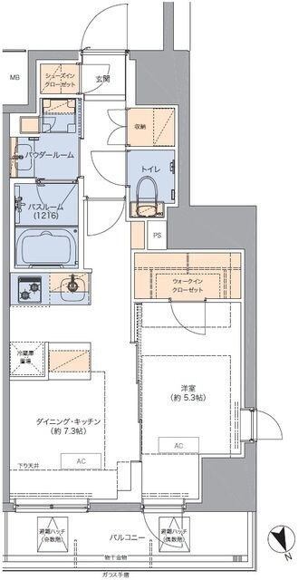 門前仲町駅 徒歩1分 5階の物件間取画像