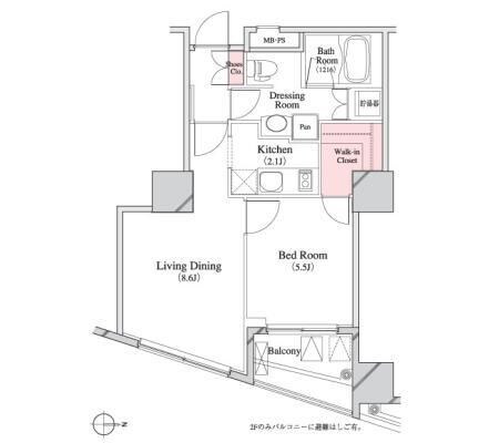 パークキューブ八丁堀の物件間取画像