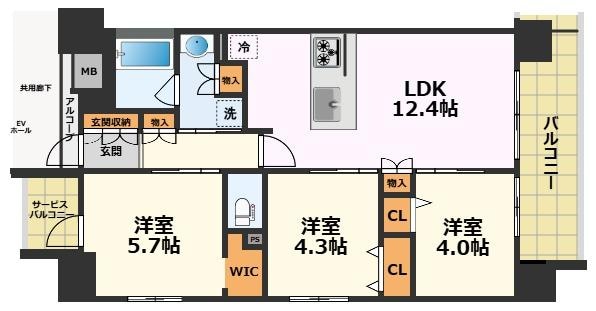 プレサンス　ロジェ　志賀本通　テラスの物件間取画像