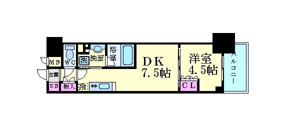 ザ・パークハビオ天満橋の物件間取画像