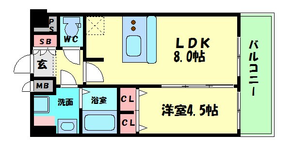 阿波座駅 徒歩2分 14階の物件間取画像