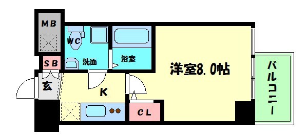 阿波座駅 徒歩3分 9階の物件間取画像