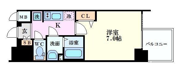 松屋町駅 徒歩5分 13階の物件間取画像