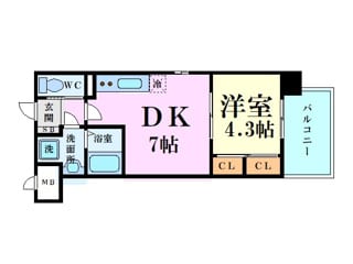 プライマル南森町（旧ビガーポリス415松ヶ枝町Ⅲ）の物件間取画像