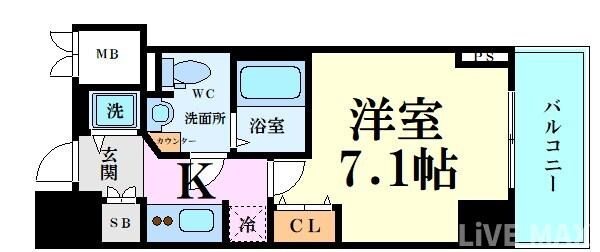 エスライズ御堂筋本町の物件間取画像