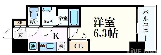 プレサンス谷町九丁目ディセオの物件間取画像