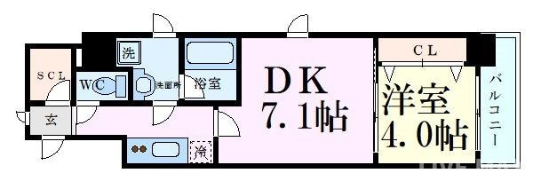 スプランディッド淀屋橋DUEの物件間取画像