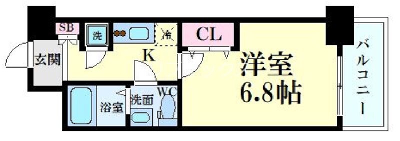 江坂駅 徒歩5分 6階の物件間取画像