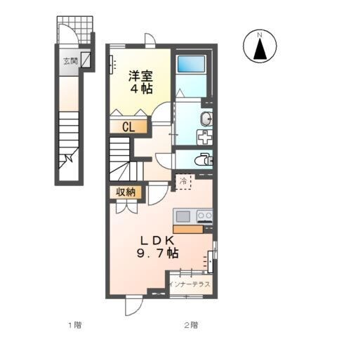 南仙台駅 徒歩12分 2階の物件間取画像