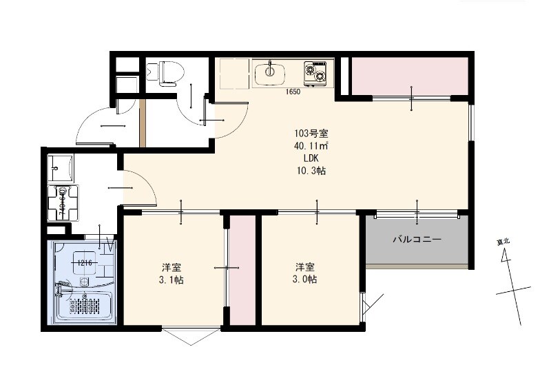 薬師堂駅 徒歩16分 2階の物件間取画像