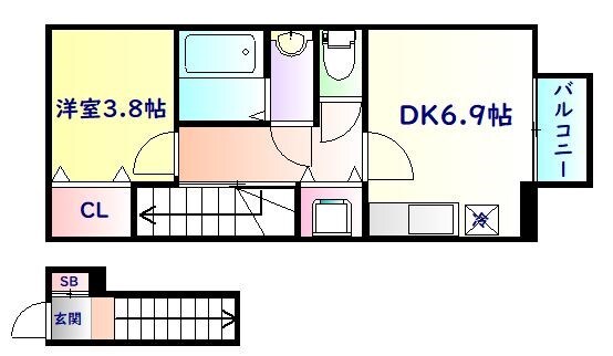 名取駅 徒歩5分 2階の物件間取画像