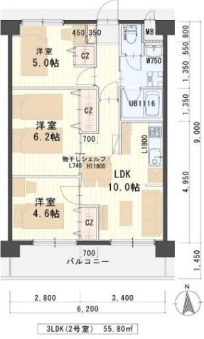 グレースＫ小田原の物件間取画像