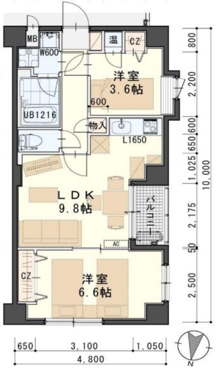 北山駅 徒歩9分 5階の物件間取画像