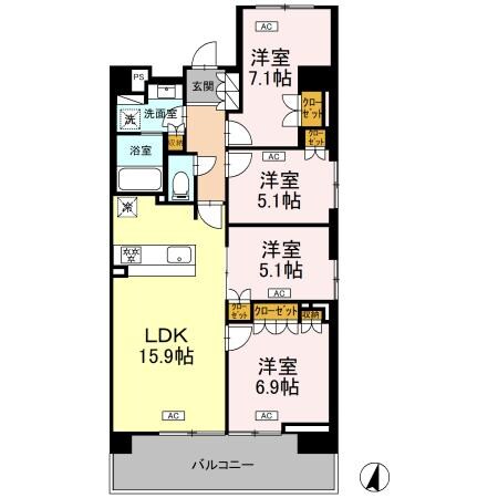 ロイヤルパークス仙台青葉通の物件間取画像