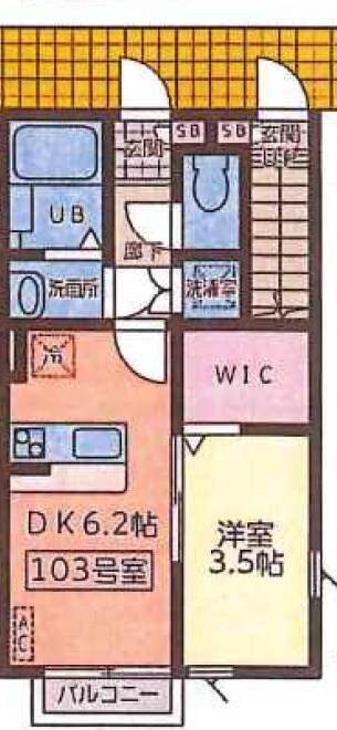 黒松駅 徒歩5分 1階の物件間取画像