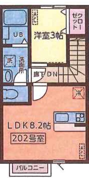 黒松駅 徒歩5分 2階の物件間取画像