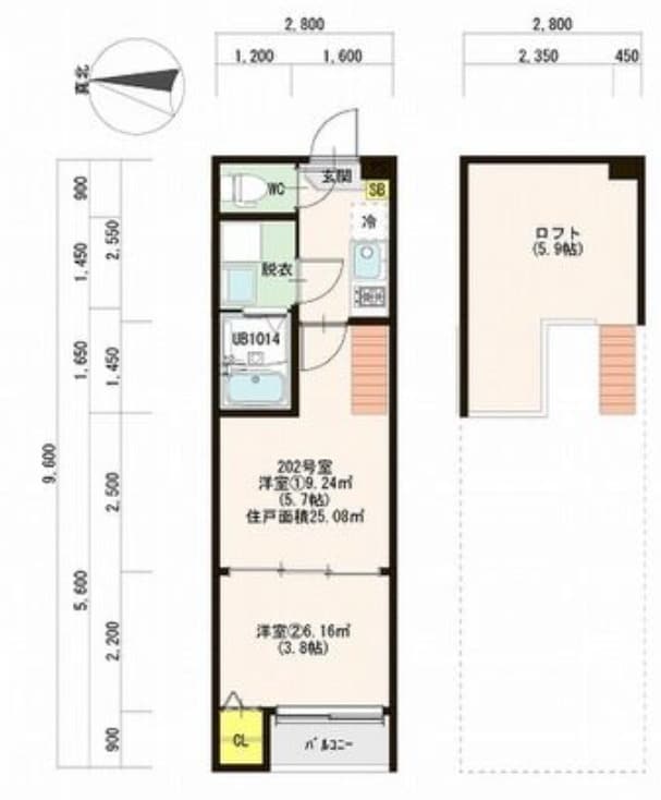 東仙台駅 徒歩7分 2階の物件間取画像