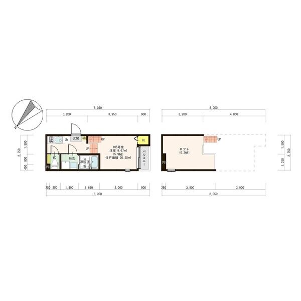 北仙台駅 徒歩9分 1階の物件間取画像