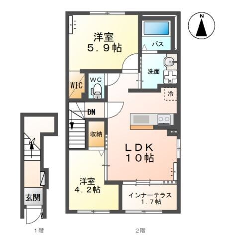 岩切駅 徒歩15分 2階の物件間取画像