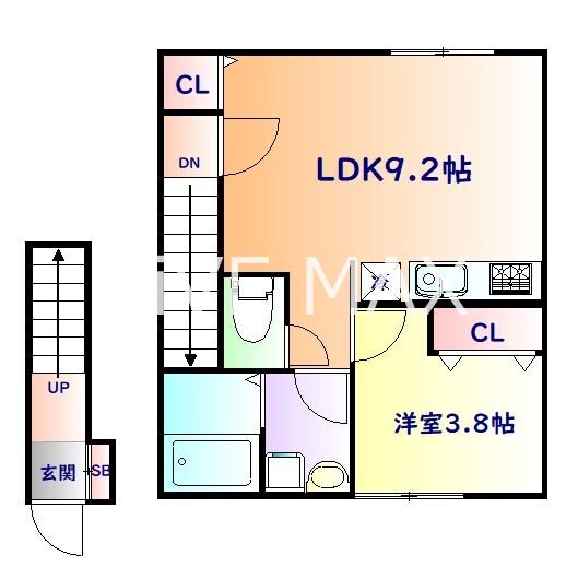 東仙台駅 徒歩15分 2階の物件間取画像