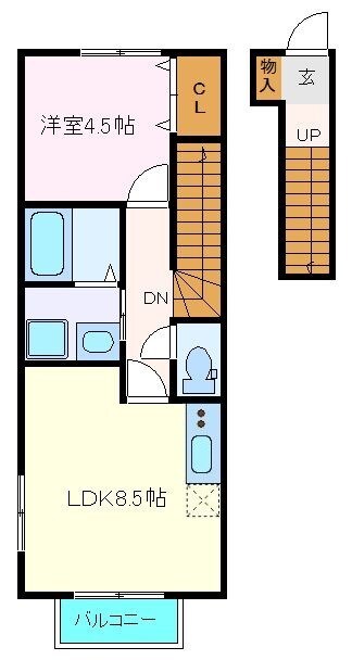 東仙台駅 徒歩10分 2階の物件間取画像