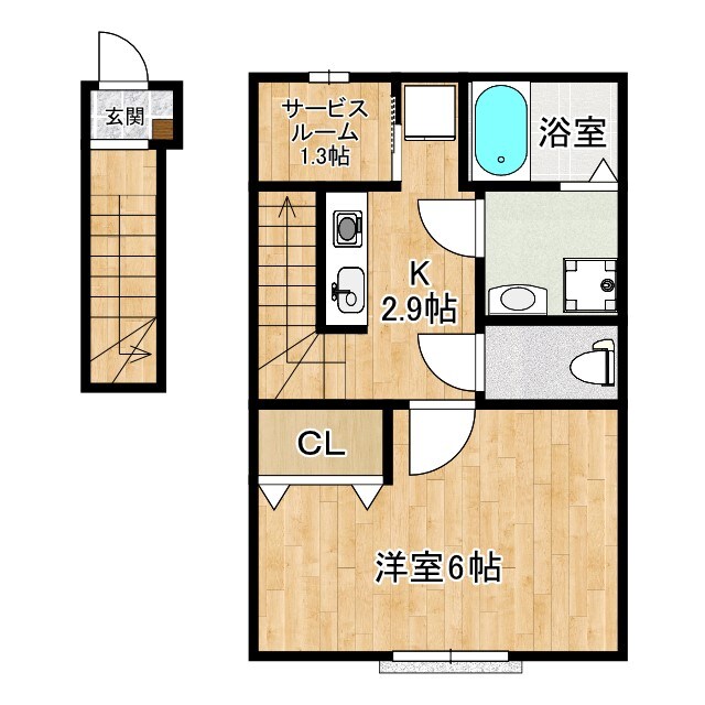 東照宮駅 徒歩11分 2階の物件間取画像