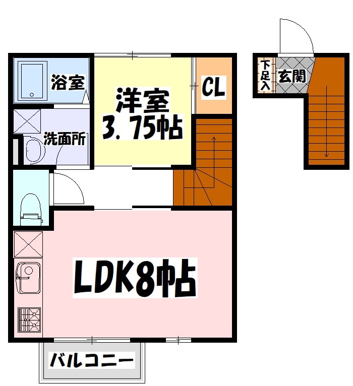 東仙台駅 徒歩6分 2階の物件間取画像