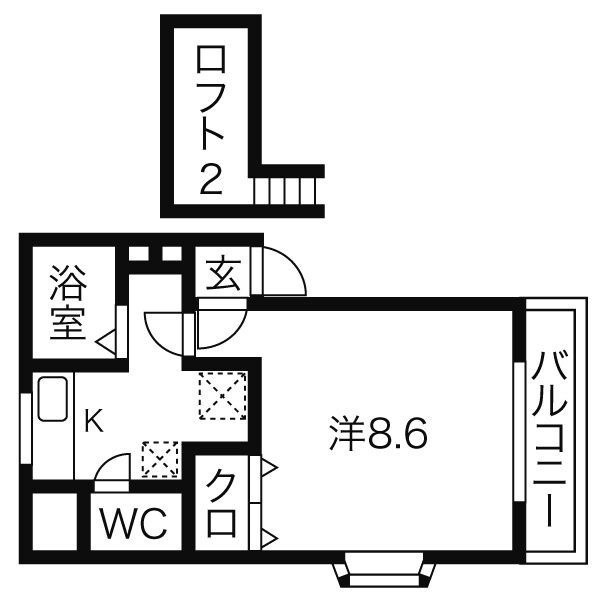 愛宕橋駅 徒歩18分 2階の物件間取画像