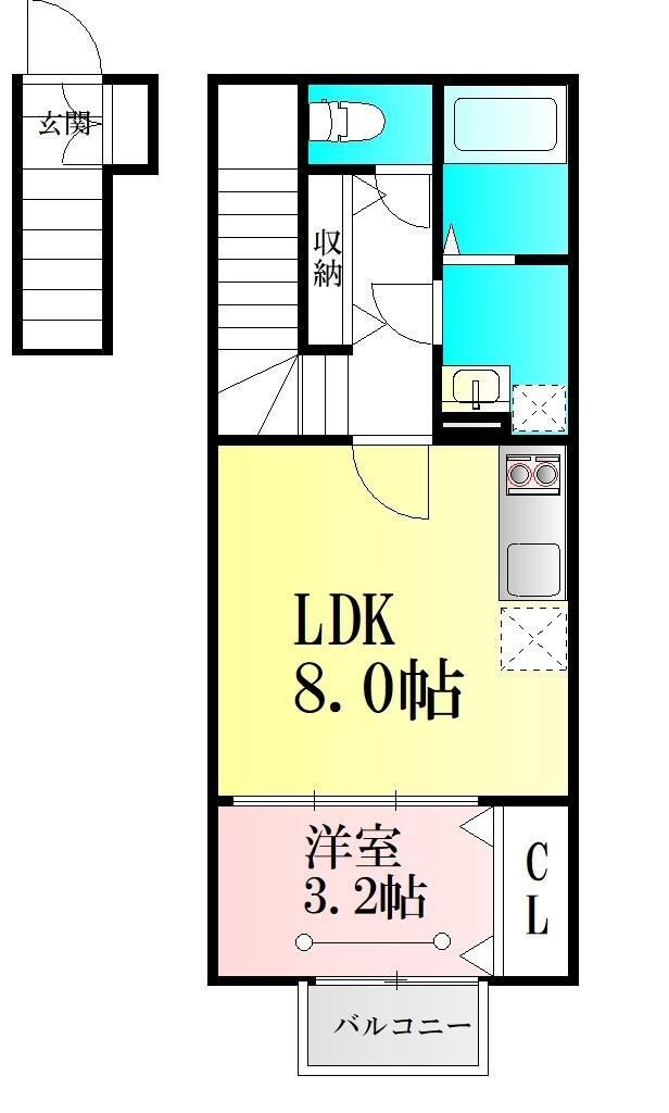 南仙台駅 徒歩16分 2階の物件間取画像