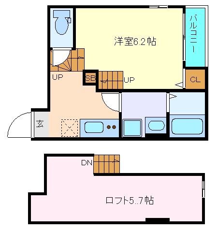 東仙台駅 徒歩7分 1階の物件間取画像